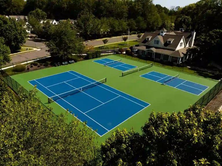 Freshly painted and installed tennis and pickleball courts