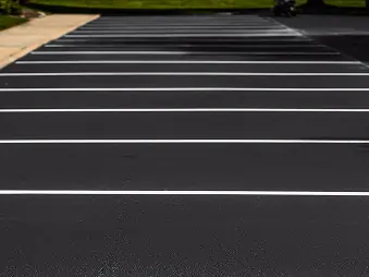 Freshly painted and paved parking lot